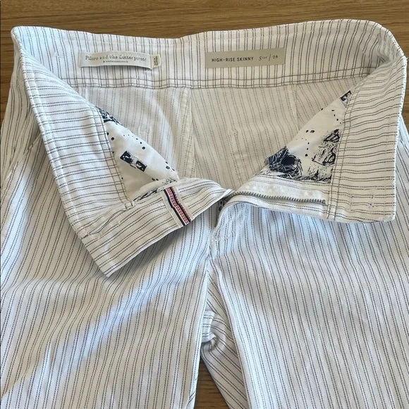 Pilcro Anthropologie Women’s High Rise Skinny Pants White Gray Stripes Size 28 - Picture 6 of 15